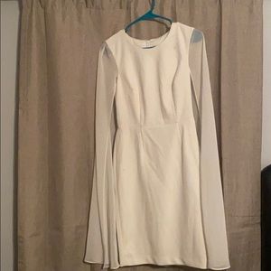Calvin Klein White Dress- sheer Cape